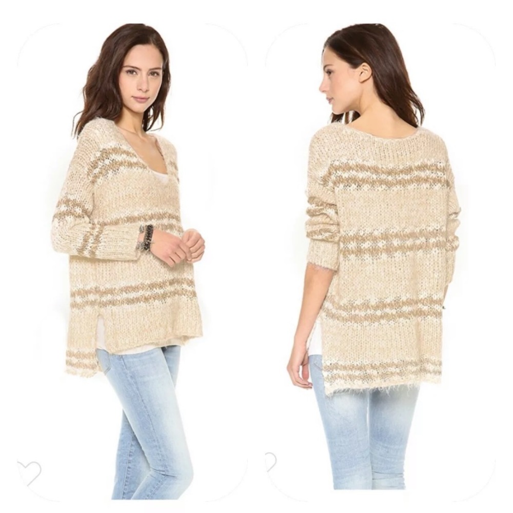 Free people Linus striped pullover knit sweater